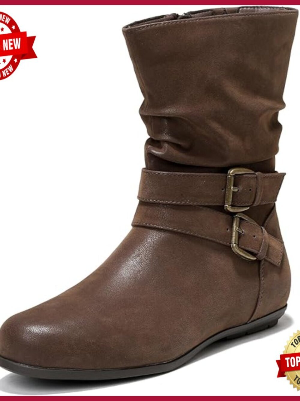 Wide Width Low Heel Side Zipper Ankle Boots Memory Foam Slip Resistant